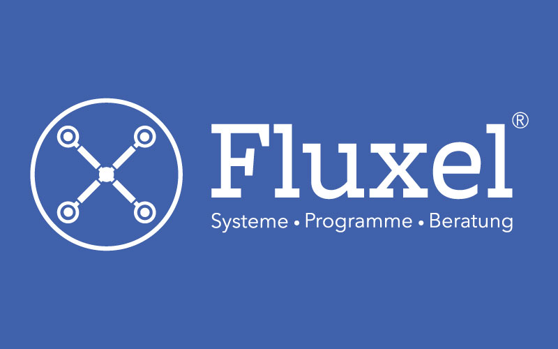 Fluxel Logo Blauer Hintergrund Fluxel Logo Blauer Hintergrund